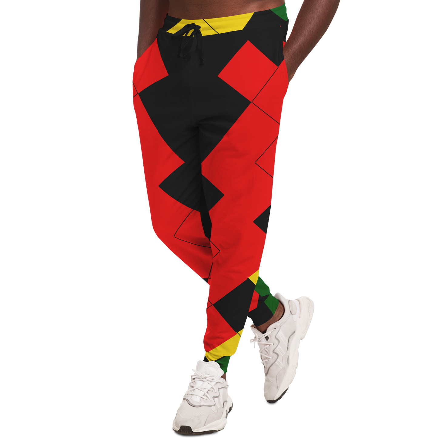 Men's Ghana Flag & Black Star Pattern All-Over Print Athletic Jogger