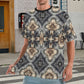 Men's Neutral Geometric Floral Pattern All Over print Men's All Over Print Ribbed Collar T-Shirt (Model T94)
