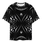 Men's Black & White Geometric Pattern All-Over Print  Plus Size Drop Shoulder T-Shirt