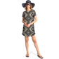 Women's Monochrome Geometric Kaleidoscope Pattern All Over Print T-Shirt Dress