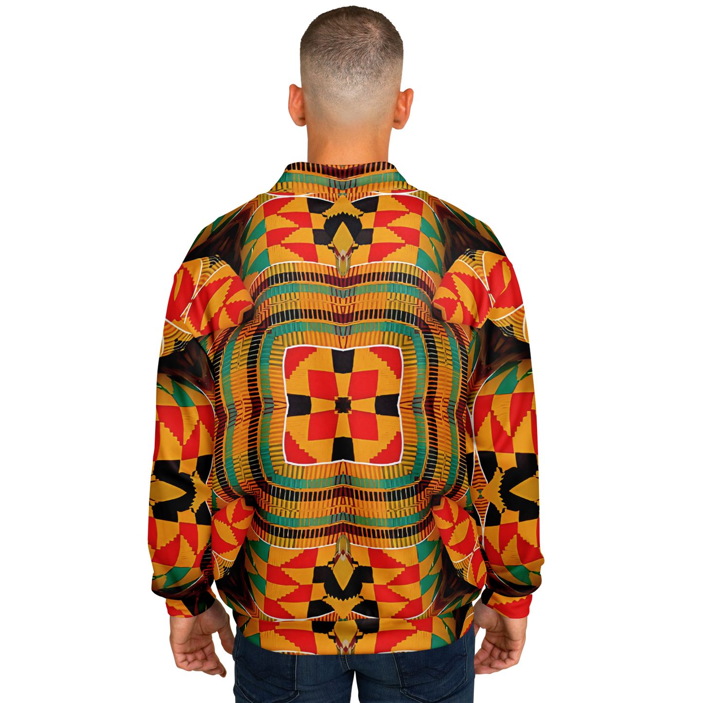 Men's Vibrant African Kente-Inspired Pattern All-Over Print Baseball Jacket