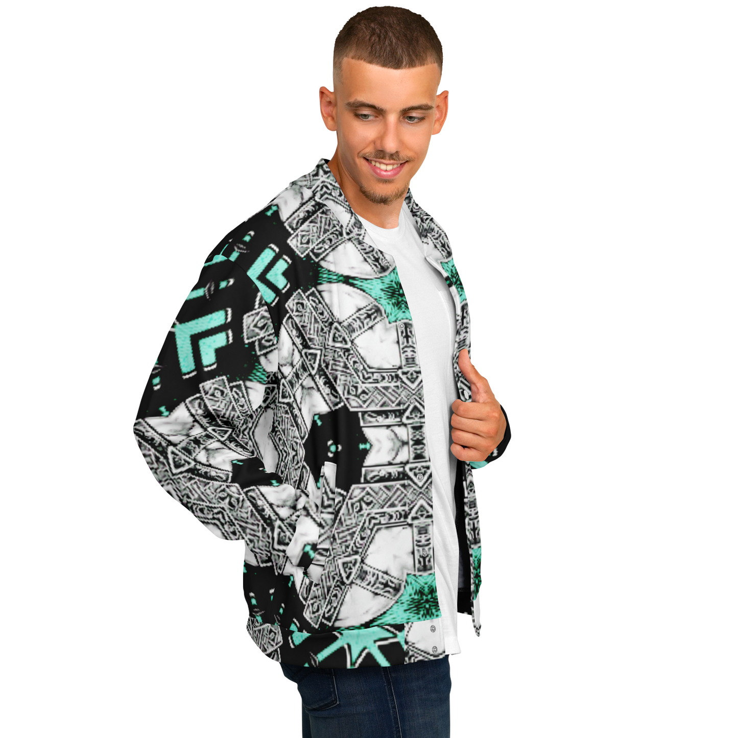 Men's Kaleidoscope Geometric Pattern Design All Over Print Baseball Jacket