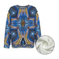 Women's Abstract Blue Geode Kaleidoscope Pattern All Over Print Crew Neck Sweater
