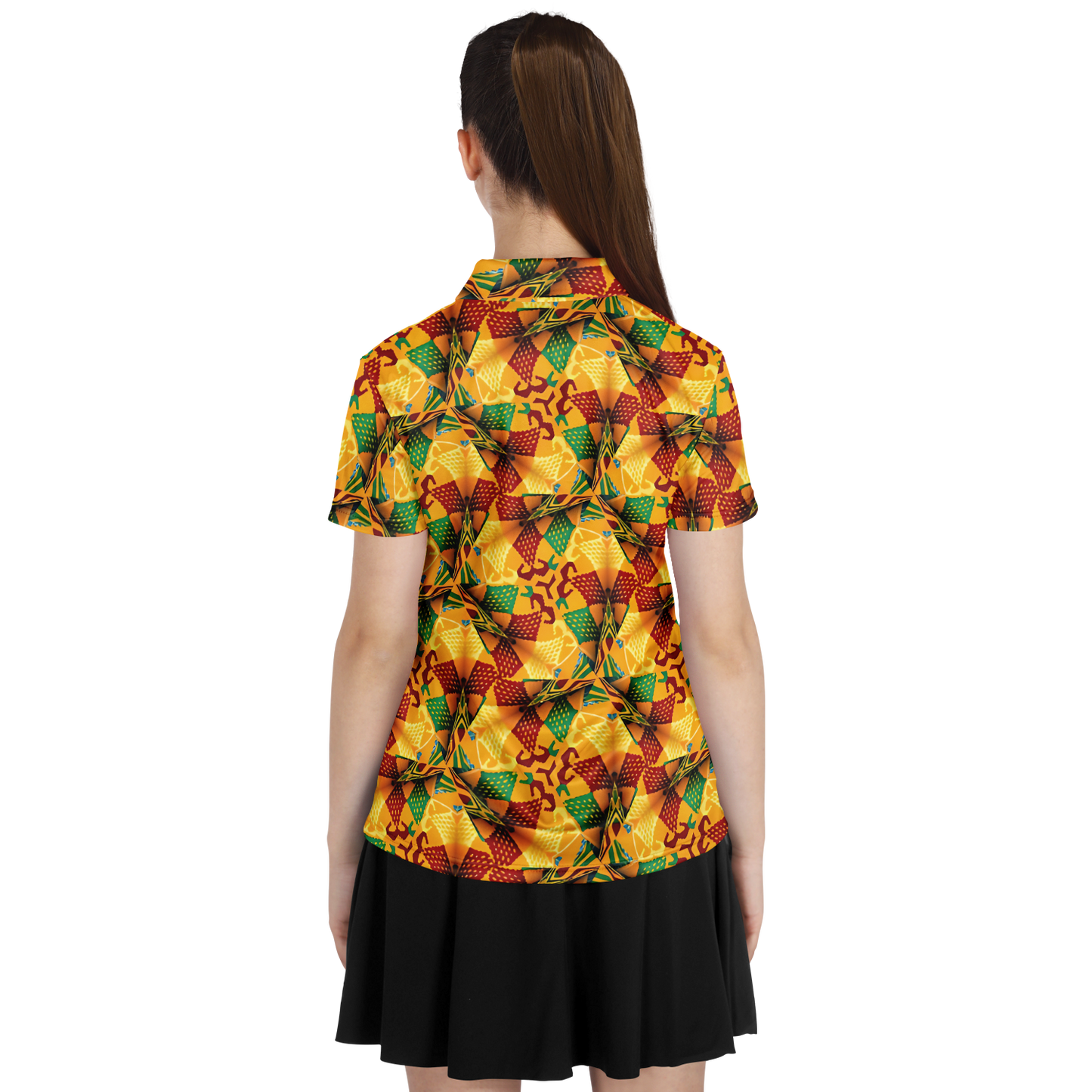 Women's Vibrant Autumn Kaleidoscope Polyester Polo Shirt
