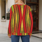 Women's Red Bold Tribal Pattern All-Over Print Women's Crew Neck Sweater