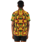 Men's Vibrant African Kente Geometric Pattern All Over Print Spread Collar Short Sleeve Button-Down Shirt