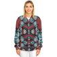 Women's Red, Green & White Teal Aztec Geo Pattern All-Over Print Baseball Jacket