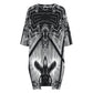 Women's Monochrome Kaleidoscope Pattern All-Over Print Oversized T- Shirt Loungewear
