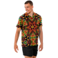 Men's African Kente Geometric Star Pattern All-Over Print Spread Collar Short Sleeve Button-Down Shirt