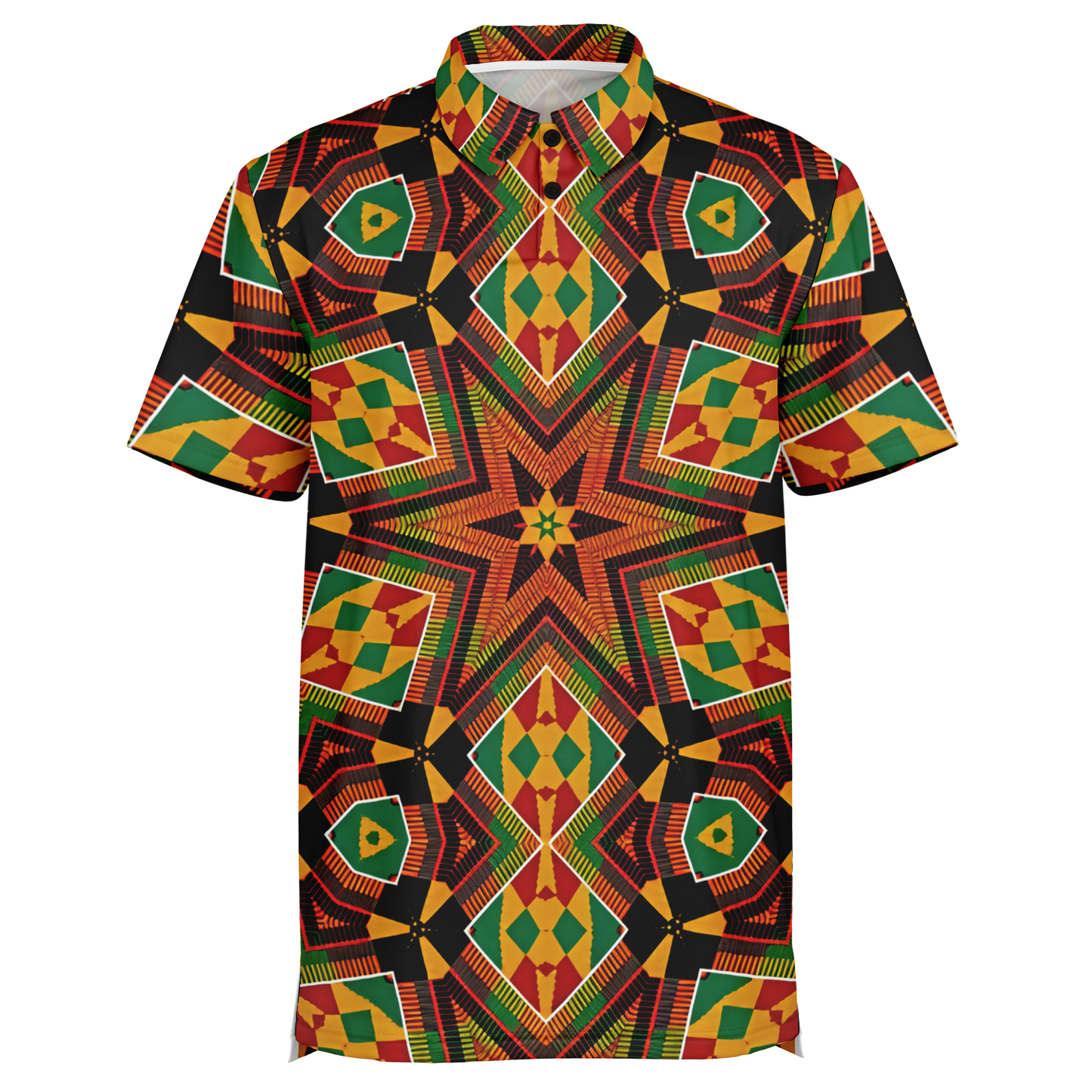 Men's African Kente Geometric Star Pattern All-Over Print Polo Shirt