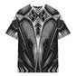 Men's Monochrome Kaleidoscope Pattern All-Over Print Plus Size Drop Shoulder T-Shirt