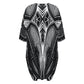 Women's Black & Silver Symmetry Pattern All-Over Print Oversized T- Shirt Loungewear