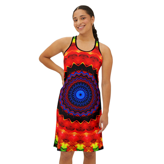 Women's Psychedelic Vibrant Mandala All-Over Print Racer back Dress