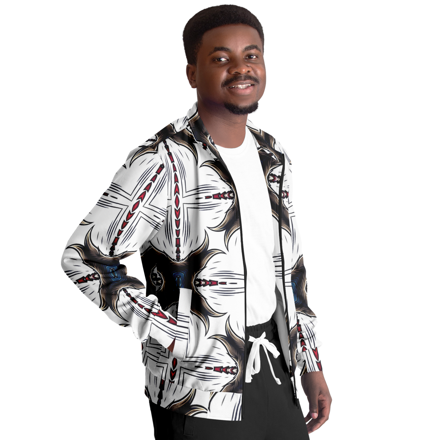 Men's Abstract Symmetry Pattern Polyester Track Jacket