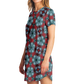 Women's Red, Green & White Teal Aztec Geo Pattern All-Over Print T-Shirt Dress