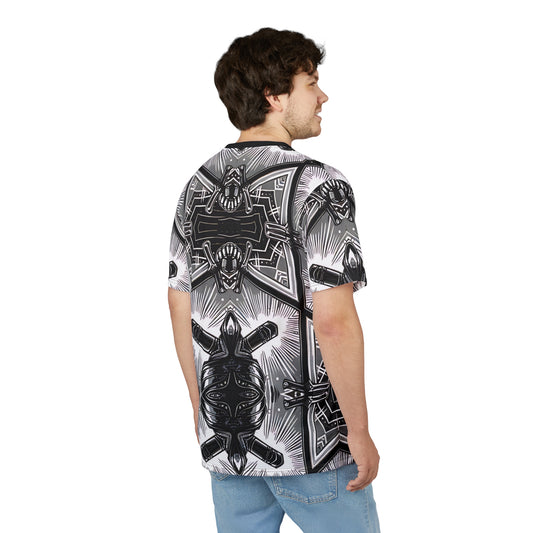 Men's Monochrome Gothic Kaleidoscope Pattern All Over Print Tee