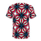 Women's Red, White & Blue Geometric Star Pattern All-Over Print Unisex Cut & Sew Tee