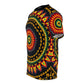 Women's Yellow Green Red Circular Pattern All-Over Print Tee