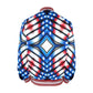 Men's Red White Blue Geometric Pattern All-Over Print All Over Print Striped Trim Bomber Jacket