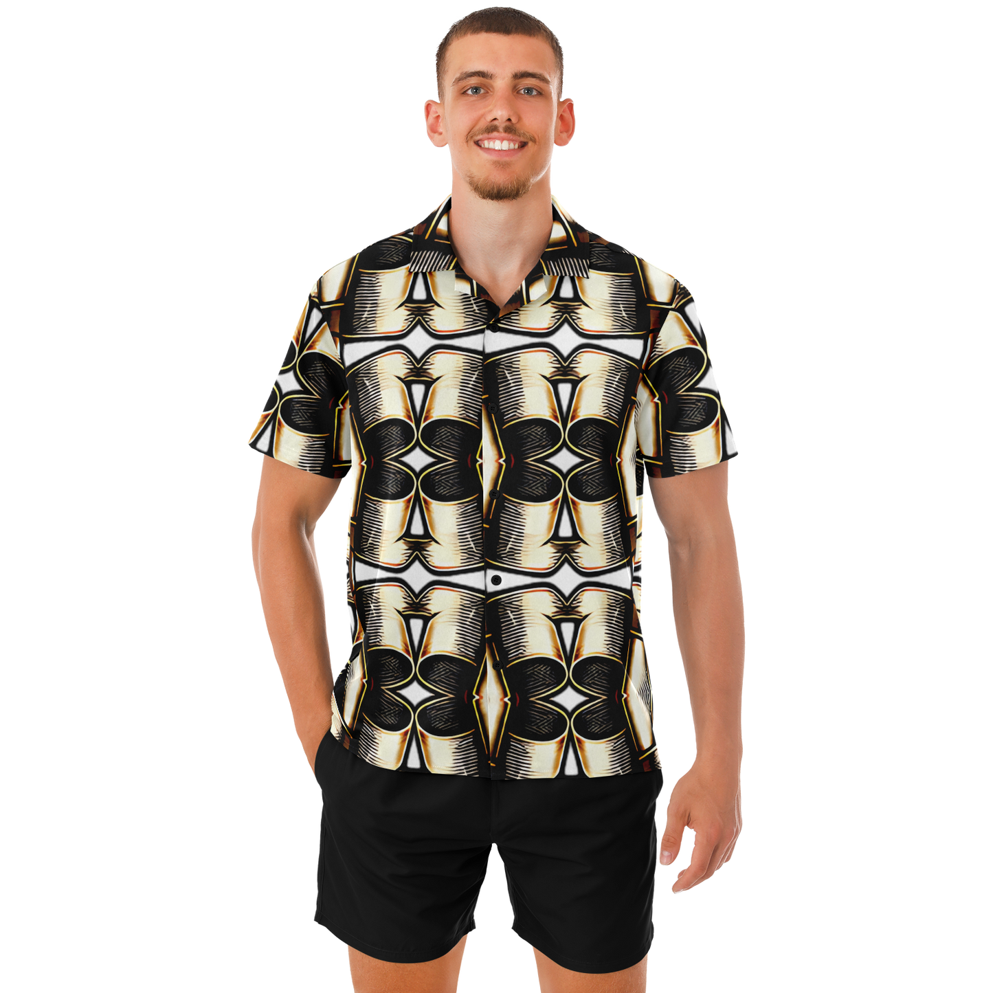 Men's Spread Collar Short Sleeve Button-Down Shirt