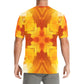Men's Abstract Orange Flame Pattern All Over Print Crew Neck T-Shirt