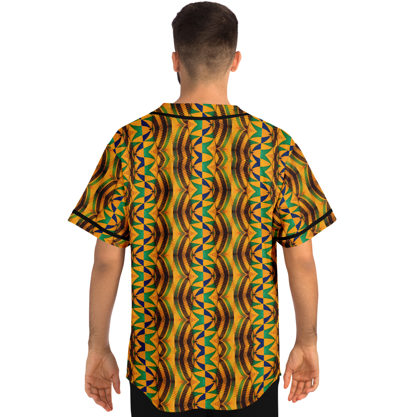 Men's African Kente Geometric Pattern All-Over Print Baseball Jersey