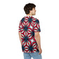 Men's Red, White & Blue Geometric Star Pattern All-Over Print Unisex Cut & Sew Tee