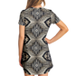 Women's Monochrome Geometric Kaleidoscope Pattern All Over Print T-Shirt Dress