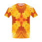 Men's Abstract Orange Flame Pattern All Over Print Crew Neck T-Shirt