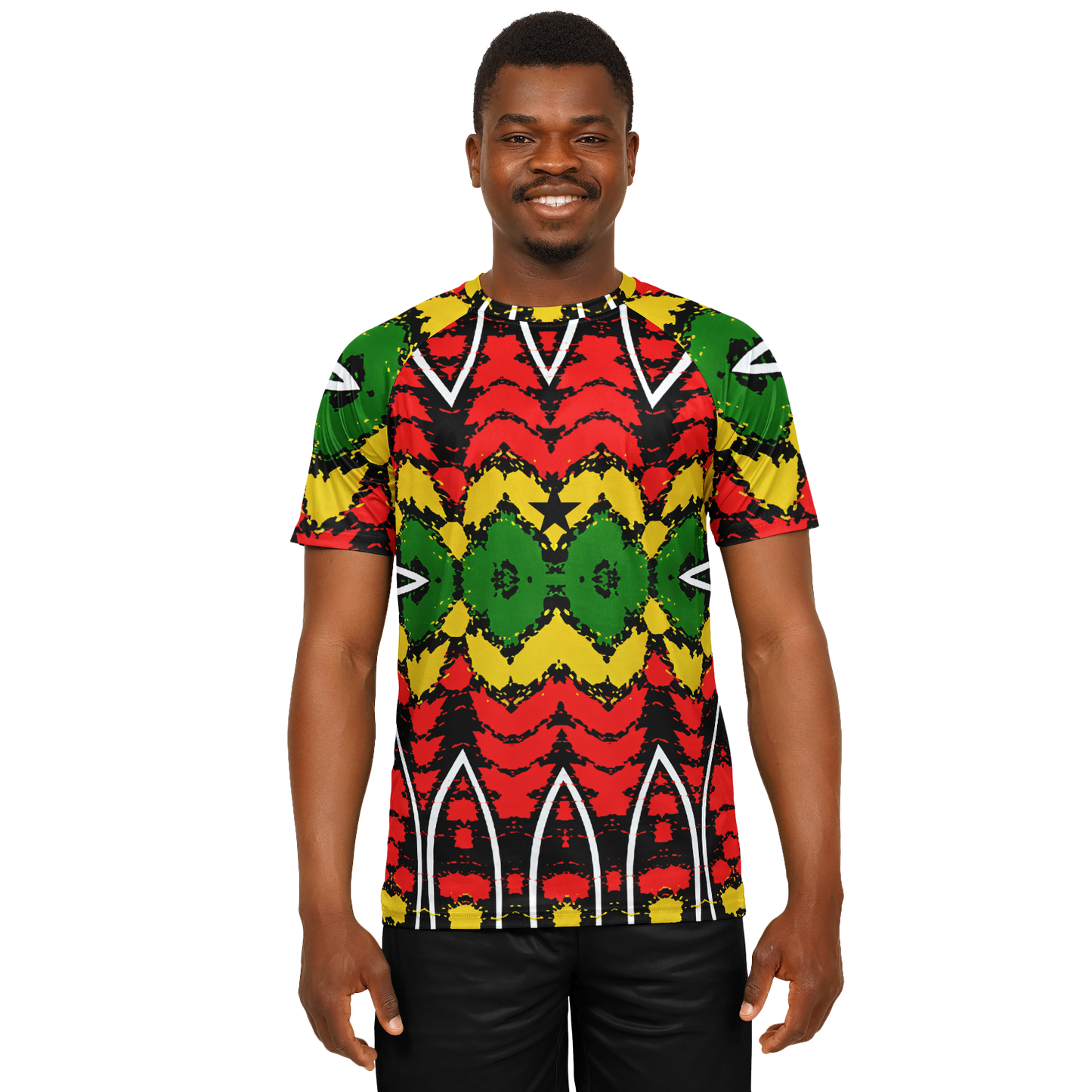 Men's Ghana Flag & Black Star Pattern All-Over Print Soccer Jersey
