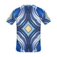Men's  Blue Wave Pattern All Over Print Crew Neck T-Shirt