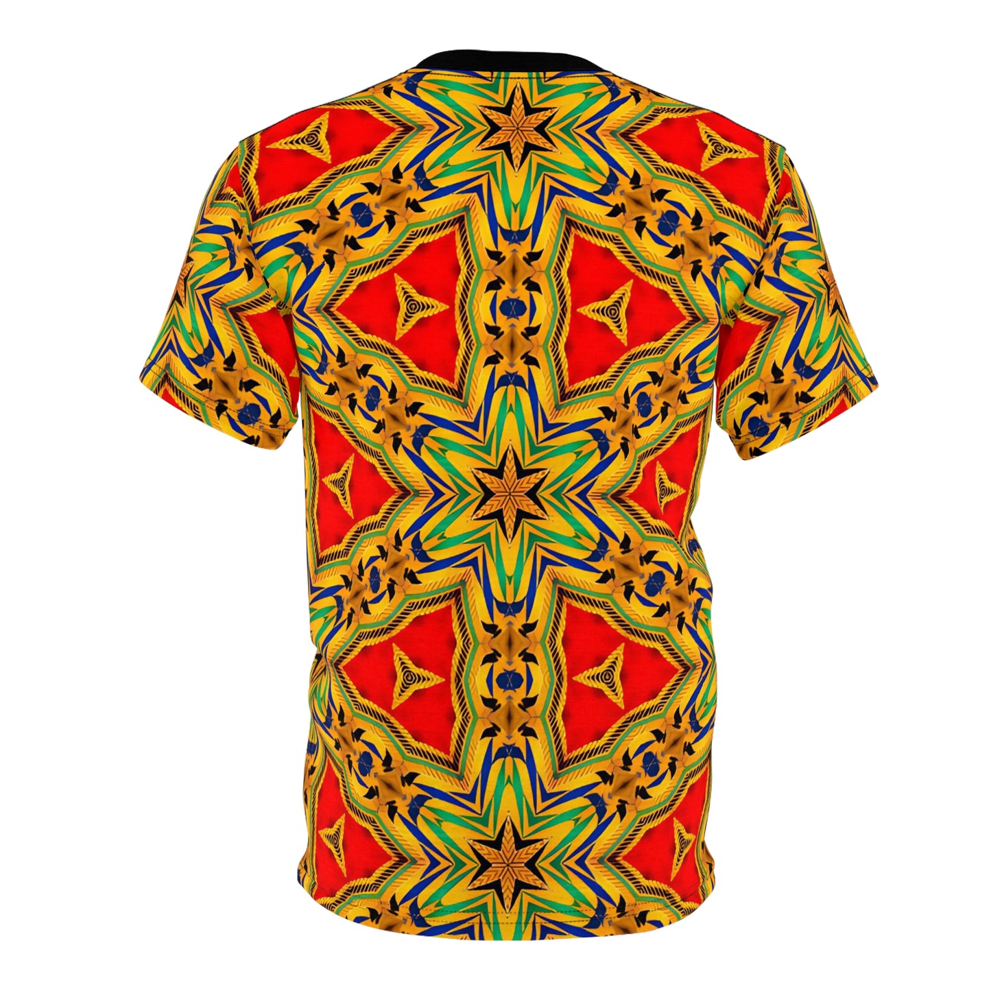 Men's Vibrant Red & Gold Star All-Over Print Festival Tee