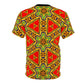 Men's Vibrant Red & Gold Star All-Over Print Festival Tee