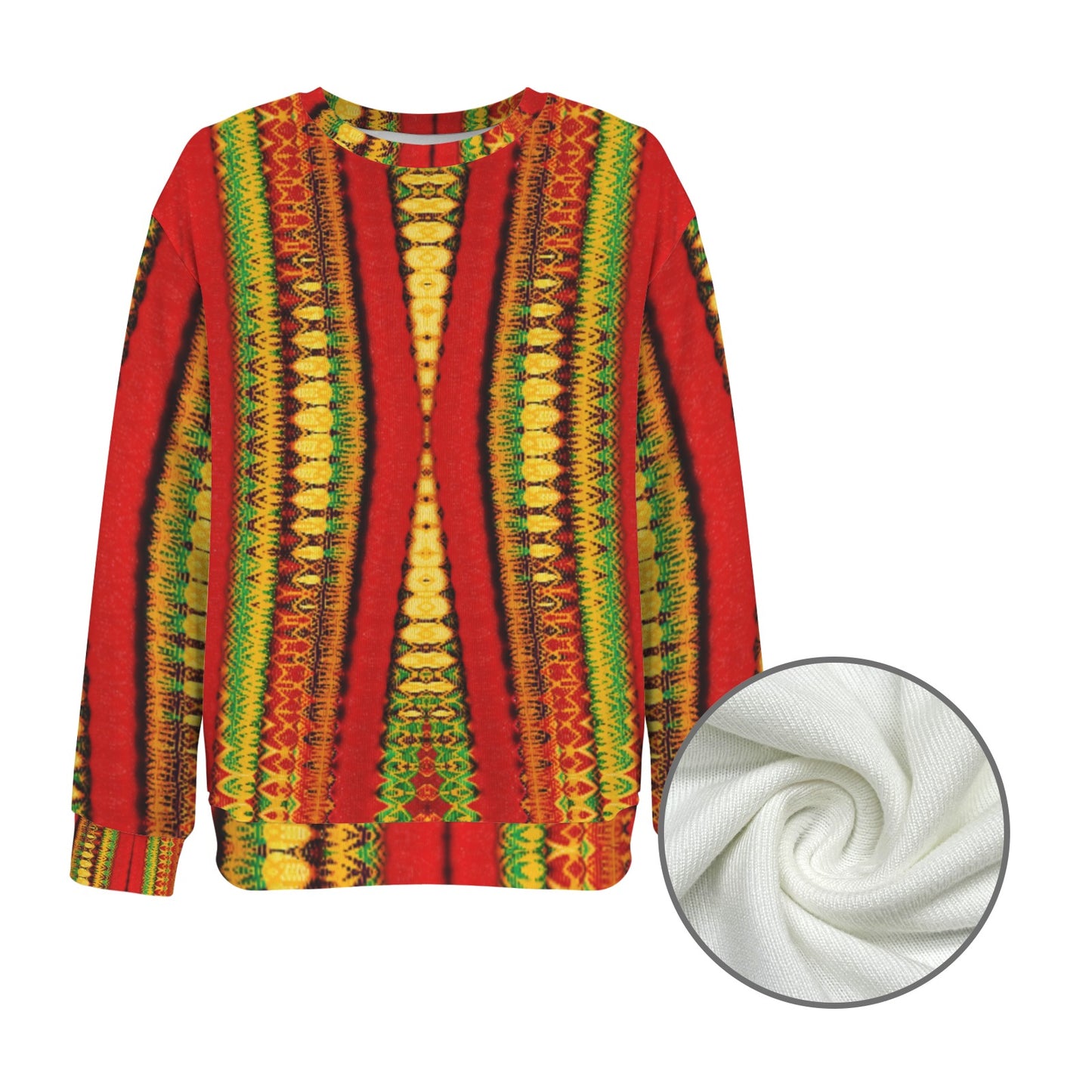 Women's Red Bold Tribal Pattern All-Over Print Women's Crew Neck Sweater