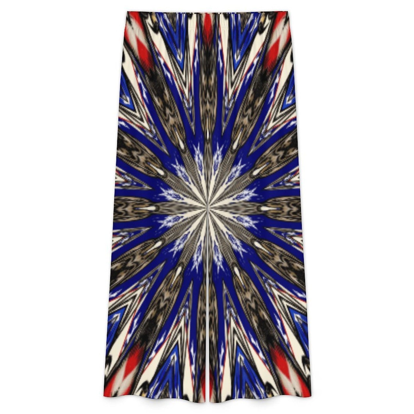 Women's Starburst Patriotic Colors Pattern All-Over-Print Side-Tie Short Sleeve Top & Wide-Leg Pants Set