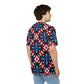 Men's Red White Blue Geometric Pattern All-Over Print Unisex Cut & Sew Tee
