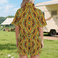 Women’s African Kente Geometric Pattern All-Over Print Windbreaker Short Set