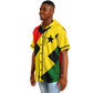 Men's Ghana Flag & Black Star Pattern All-Over Print Hooded Baseball Jersey
