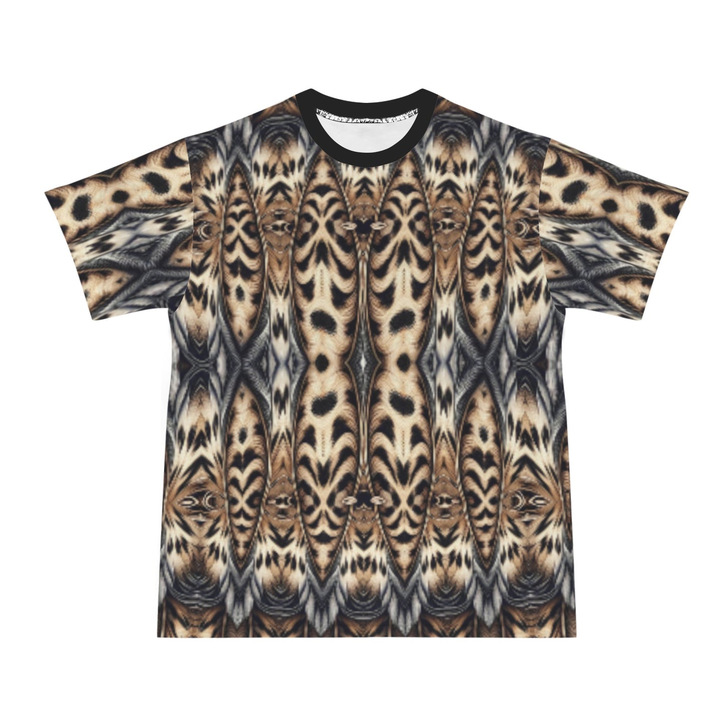 Men's Leopard Trendy Geometric Pattern All-Over Print All Over Print Ribbed Collar T-Shirt