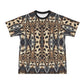 Men's Leopard Trendy Geometric Pattern All-Over Print All Over Print Ribbed Collar T-Shirt