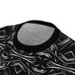 Women's Black Geometric Kaleidoscope Pattern All-Over Print Tee