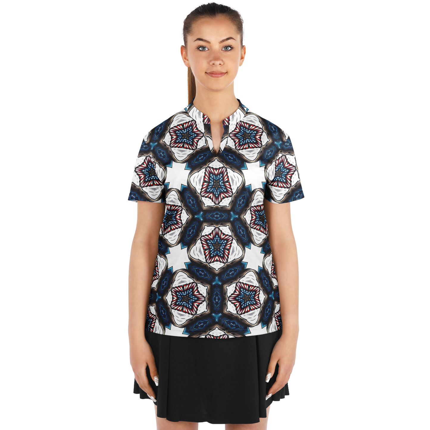 Women's Stand Up Collar Polo Shirt