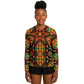 Women's African Kente Geometric Star Pattern All-Over Print Long Sleeve Performance Shirt