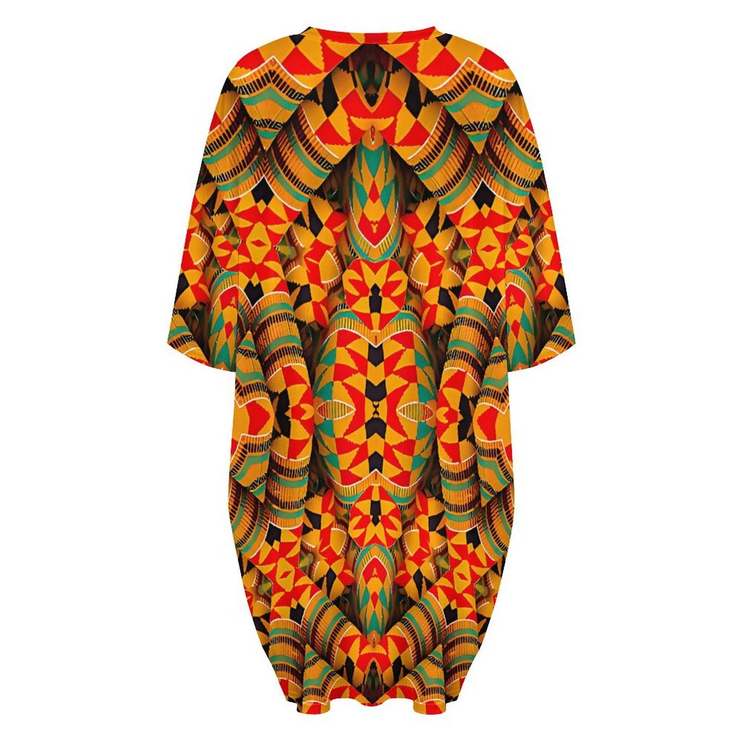 Women's Bold Geometric Kente-Inspired Pattern All Over Print Oversized T- Shirt Loungewear