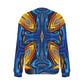 Women's Bold Blue & Gold Abstract Pattern All-Over Print Crew Neck Sweater