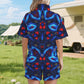 Women's Blue & Red Kaleidoscope Pattern Windbreaker Short Set
