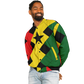 Men's Ghana Flag & Black Star Pattern All-Over Print Baseball Jacket