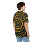 Men's Yellow Green Red Circular Pattern All-Over Print Tee