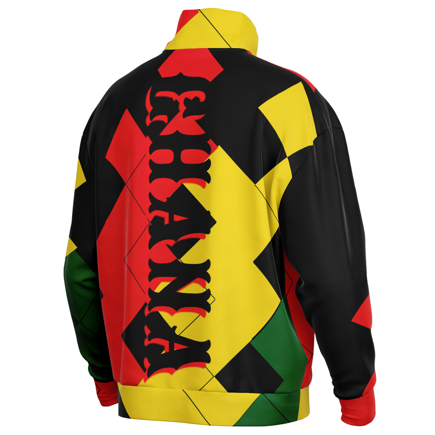 Men's Red Yellow Green and Black Stars Heavyweight Oversized Quarter Zip Sweatshirt
