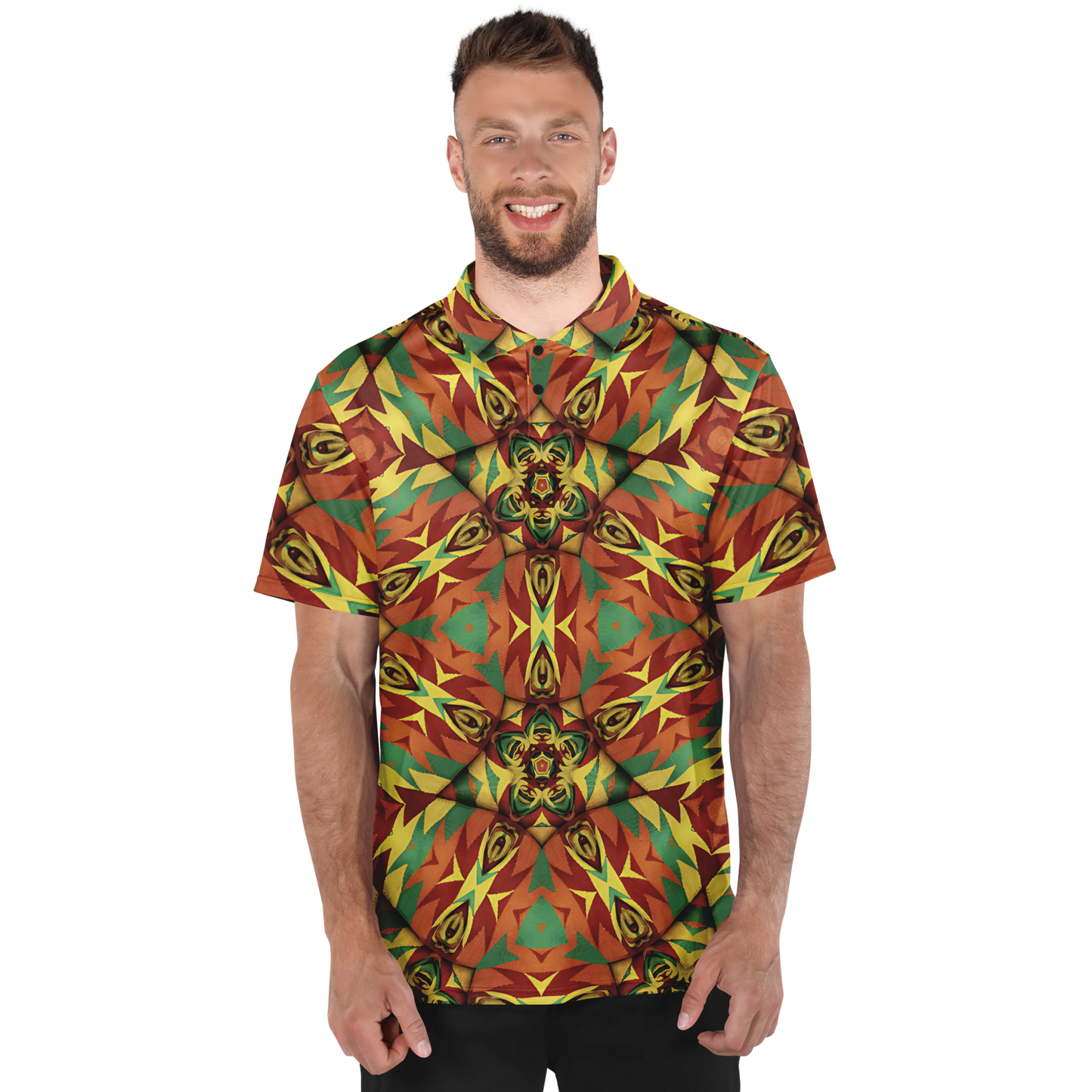 Men's Bold Tribal Kaleidoscope Pattern All Over Print Polo Shirt